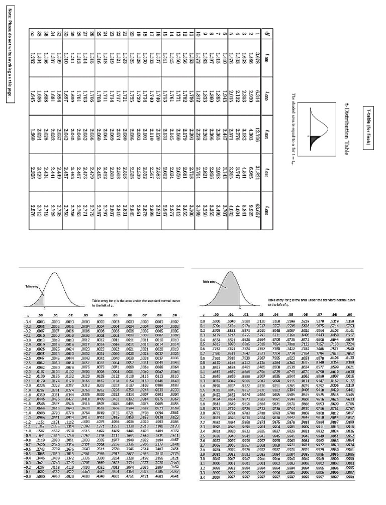 Z and t table pdf